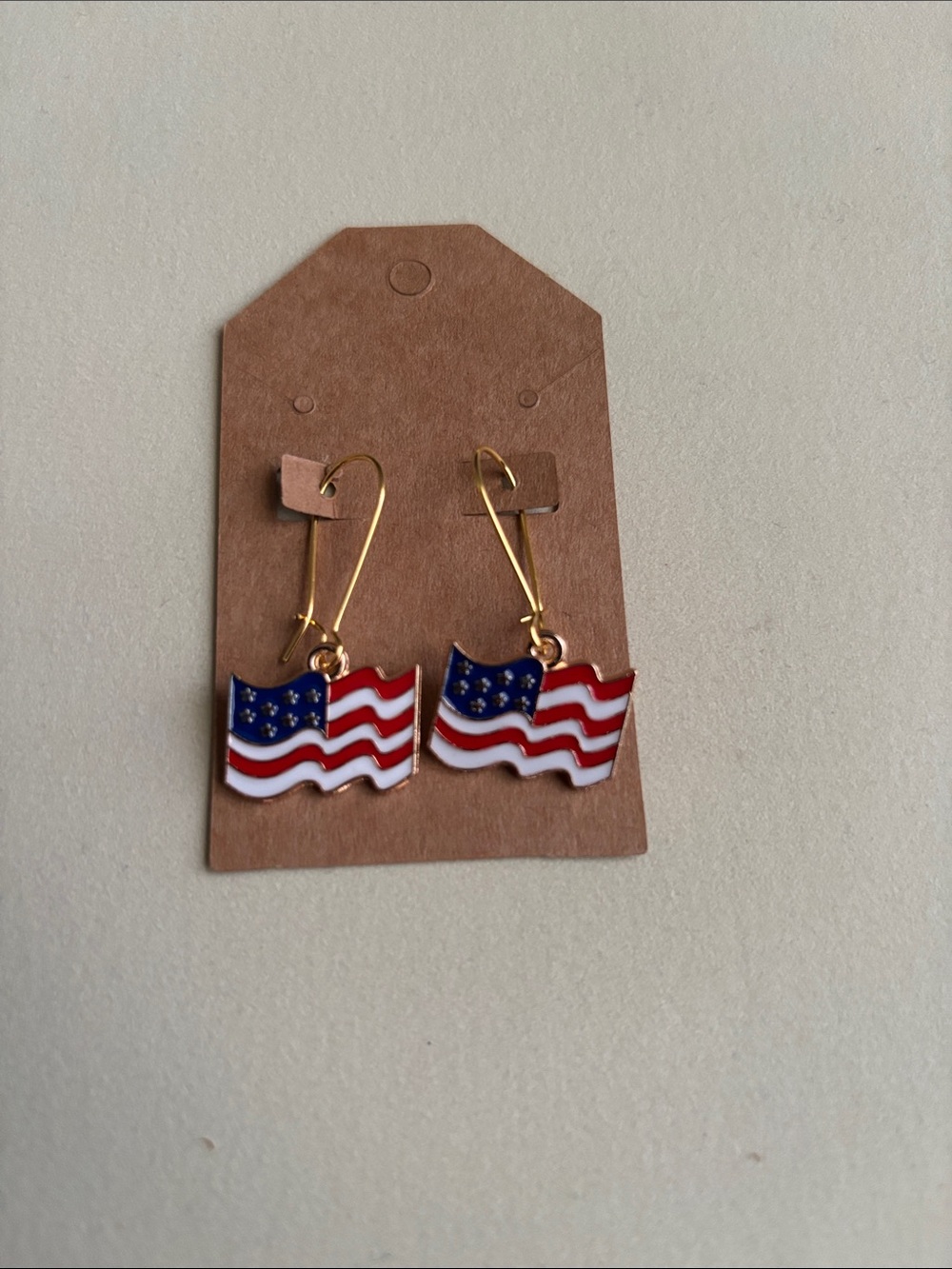Hand Crafted Red, White & Blue Flag Dangle Earrings‎ - Picture 2 of 2
